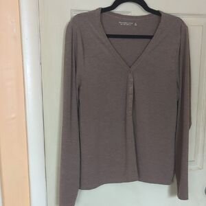 Abercrombie & Fitch Brown XL Snap Button Henley Long Sleeve Top